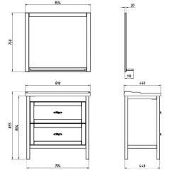 Комплект мебели ASB-Woodline Римини 80 чёрный массив ясеня