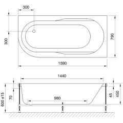 Ванна акриловая Royal Bath Azur RB614202 160x80 R