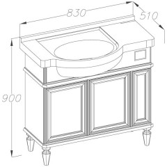 Комплект мебели Opadiris Санрайз 83 R слоновая кость