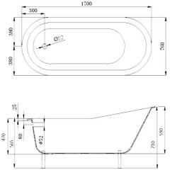 Ванна чугунная Magliezza Gracia BR 170x76