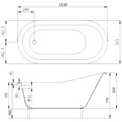 Ванна чугунная Magliezza Beatrice RAL BR 153x76,5