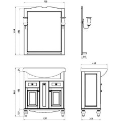 Тумба с раковиной ASB-Woodline Верона 75 белый массив ясеня