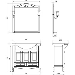 Тумба с раковиной ASB-Woodline Флоренция 85 бук тироль массив ясеня