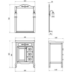 Тумба с раковиной ASB-Woodline Флоренция квадро 60 белый массив ясеня