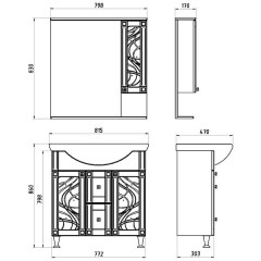 Тумба под раковину ASB-Mebel Альфа кристалл 80