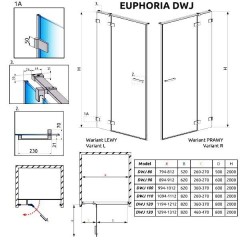 Душевая дверь Radaway Euphoria DWJ 80 383012-01L