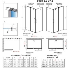 Дверь для душевого уголка Radaway Espera KDJ 100 380130-01L