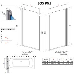 Шторка на ванну Radaway Eos PNJ 70 205101-101L