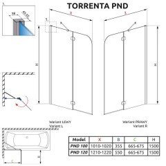 Шторка на ванну Radaway Torrenta PND 100 201202-101NL