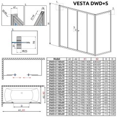 Шторка на ванну Radaway Vesta DWD 160 203160-01