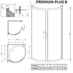 Душевой угол Radaway Premium Plus B 90x90x190 30473-01-06N