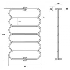 Полотенцесушитель электрический Energy Aura 1200x600