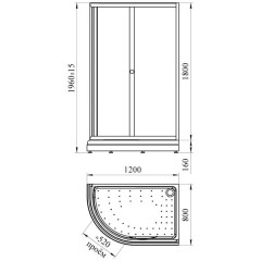 Душевой угол Radomir 120x80 асимметричный левый