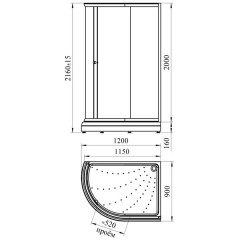 Душевой угол Radomir 120x90 Люкс 200 асимметричный правый
