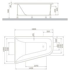 Каркас для ванны Am.Pm Spirit W72A-160-100W-R2