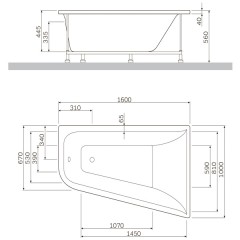 Каркас для ванны Am.Pm Spirit W72A-160-100W-R2