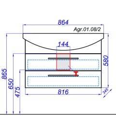Тумба под раковину Aqwella Аллегро 85 подвесная (2 ящика) Agr.01.08/2
