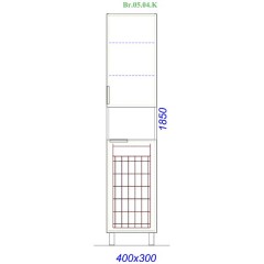 Пенал Aqwella Бриг напольный с бельевой корзиной дуб седой Br.05.04.K/Gray