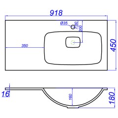 Раковина мебельная Aqwella Malaga 900R Mal.09.04.D-R