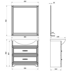 Зеркало ASB-Woodline Берта 85 орех массив ясеня