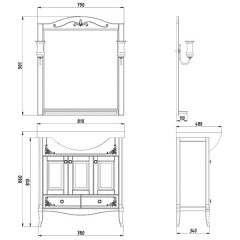 Тумба с раковиной asb woodline салерно 80