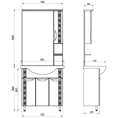 Тумба с раковиной ASB-Mebel Алекса 80 белый/золото