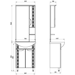 Тумба под раковину ASB-Mebel Алекса 70 белый/серебро