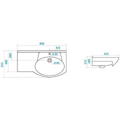 Раковина мебельная Santek Коралл 82 L 1WH110225