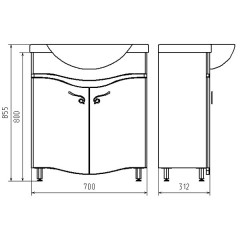 Тумба с раковиной ASB-Mebel Терни 75