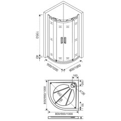 Душевое ограждение GooDDooR Galaxy R-TD-90-C-CH