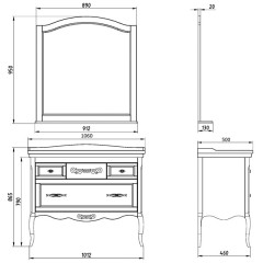 Зеркало ASB-Woodline Модерн 105 рошфор массив ясеня