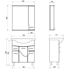 Тумба с раковиной ASB-Mebel Альфа 75 белый ясень