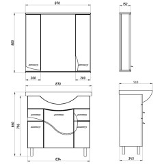 Тумба с раковиной ASB-Mebel Альфа 87 белый ясень