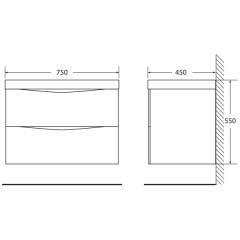 Тумба под раковину BelBagno Marino 75 nero lucido MARINO-750-2C-SO-NL-P