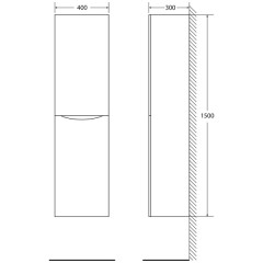 Пенал BelBagno Fly-Marino 40 bianco lucido FLY-MARINO-1500-2A-SC-BL-P-L