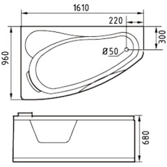 Ванна акриловая Gemy G9046 O L