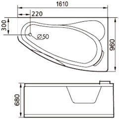 Ванна акриловая Gemy G9046 O R