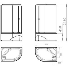 Душевая кабина Domani-Spa Delight 128 high L тонированная/белая DS01D128LHWT00