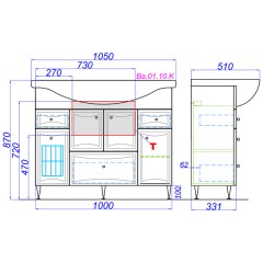 Комплект мебели Aqwella Барселона Люкс 105 с бельевой корзиной