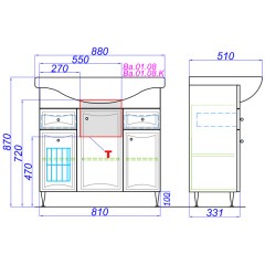 Тумба под раковину Aqwella Барселона Люкс 85 Ba-L.01.08.К с бельевой корзиной