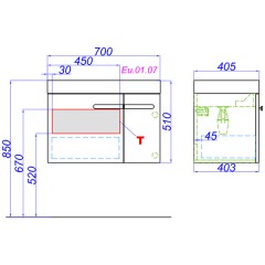 Тумба под раковину Aqwella Европа 70 Eu.01.07