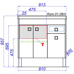 Тумба под раковину Aqwella Командор 80 напольная Kom.01.08/n/VM