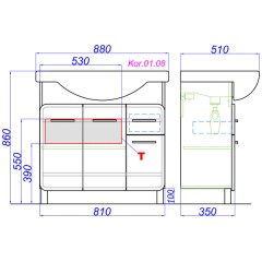 Тумба под раковину Aqwella Корсика 85 Kor.01.08