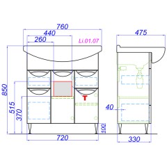 Тумба под раковину Aqwella Лайн 75 Li.01.07