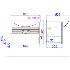 Тумба под раковину Aqwella Н-Лайн 65 N-Li.01.06