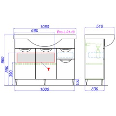 Тумба под раковину Aqwella ЭкоЛайн 105 ECOL0110