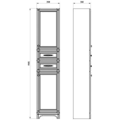 Пенал ASB-Woodline Берта 40/2 белый массив ясеня