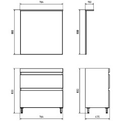 Зеркало ASB-Mebel Коста 80 белый ясень