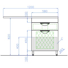 Тумба с раковиной Style Line Жасмин 60 1 ящик (Cosmos 1200 L)