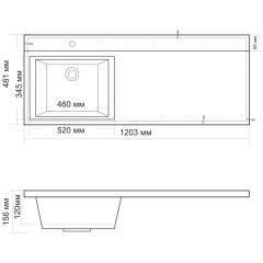 Тумба с раковиной Style Line Жасмин 60 1 ящик (Cosmos 1200 L)